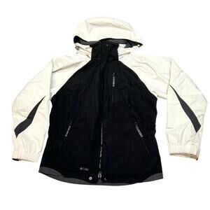 Columbia Core Interchange Winter Jacket Womens M Black White Hooded Ski Coat